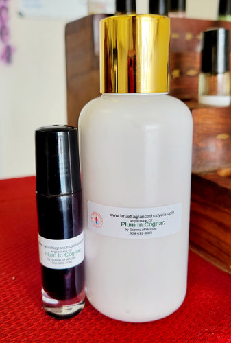 (Premium Fragrance) Our Impression of Plum In Cognac by Scent of Woods Luxury Scented 4oz Lotion & 1/3oz roll on set